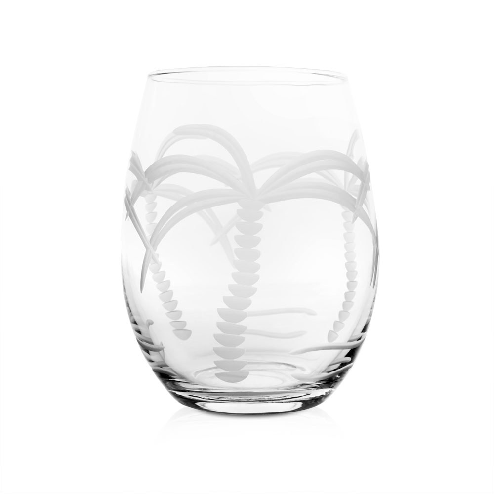 Rolf Glass Palm Tree Stemless White Wine Glasses AllThingsCrystal