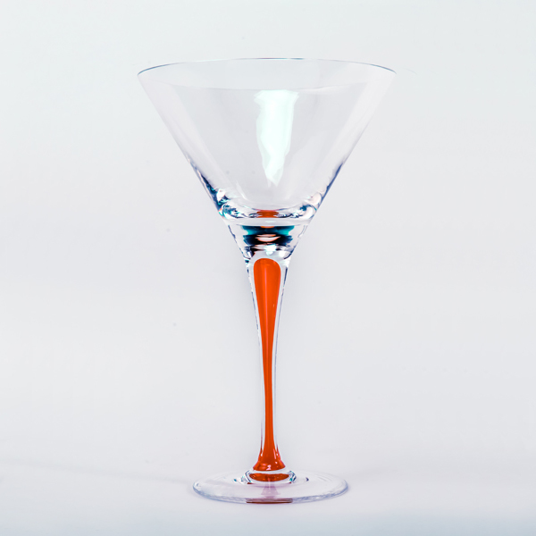 Orange Stem Crystal Martini Glasses 12 oz.