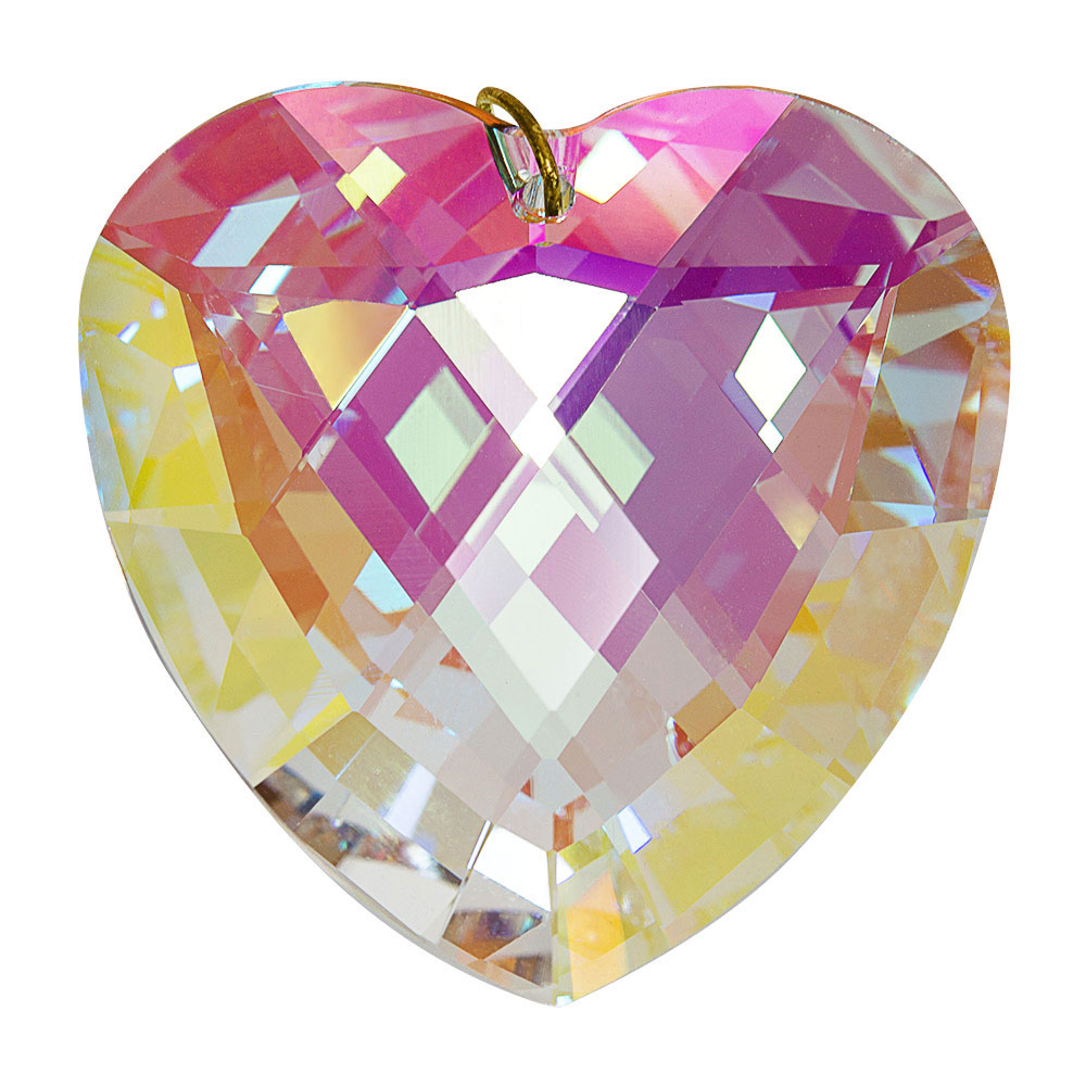 Preciosa Heart Pendant, Aurora Borelis Crystal 1.6 inches