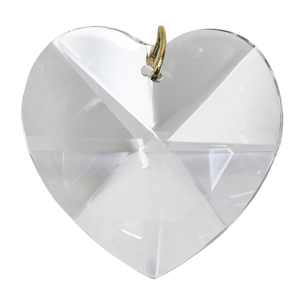 Hanging Crystal Heart Prism Pendant  1.1 inch