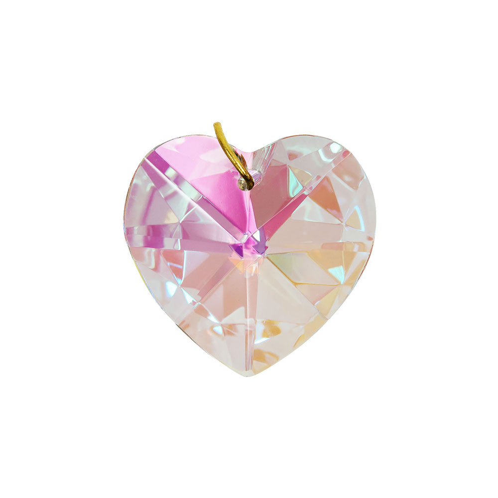 Hanging Aurora Borealis Crystal Heart Prism Pendant 1.1 inches