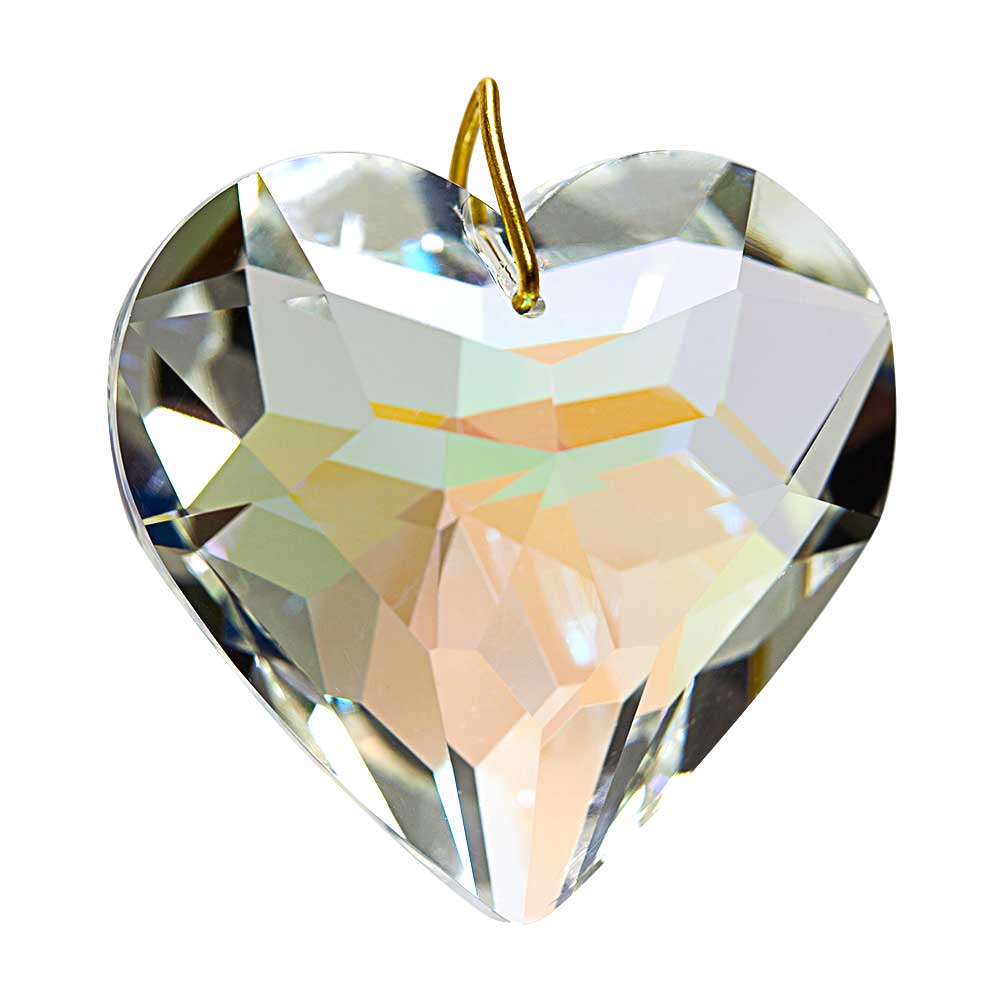 Hanging Crystal Puffed Heart, Aurora Borealis Crystal 1.8 inch