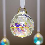Hanging Aurora Borealis Crystal Ball 1.6 inches-40mm created by Asfour Crystal, Egypt.
