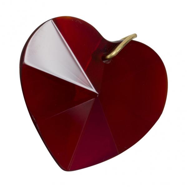 Hanging Ruby Red Crystal Heart - 1.2 inches