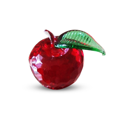 Red Crystal Apple with Green Leaf 1.9 inches