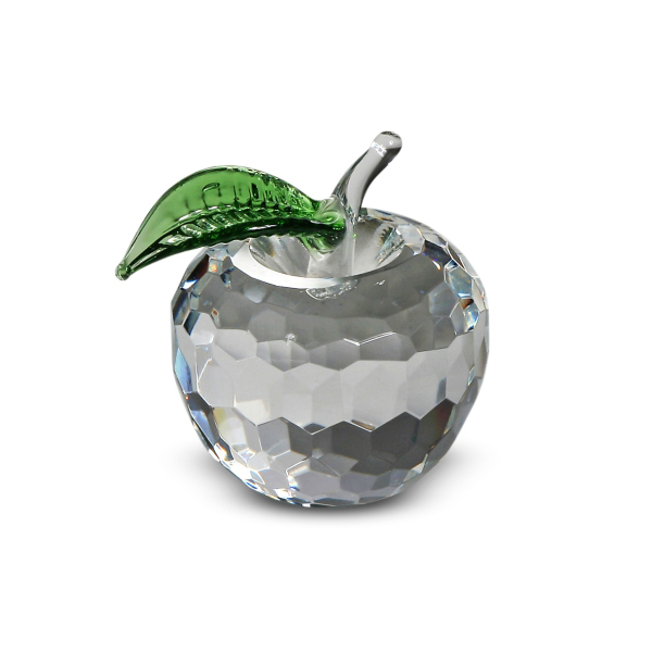 Crystal Apple with Green Leaf 1.9 inches