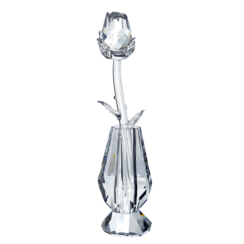 Clear Crystal Rose In Vase Allthingscrystal Com