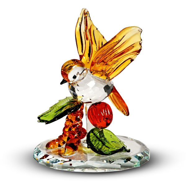 colorful crystal finch figurine