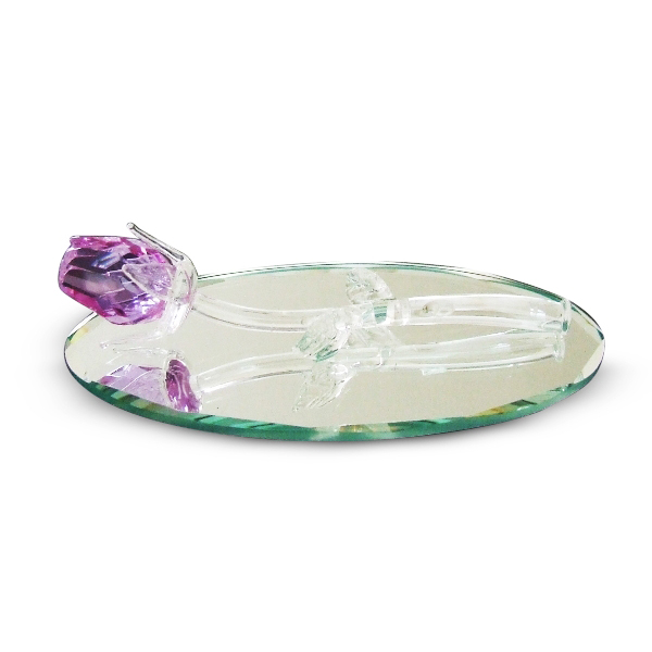 Crystal Lilac Rose on Oval Mirror