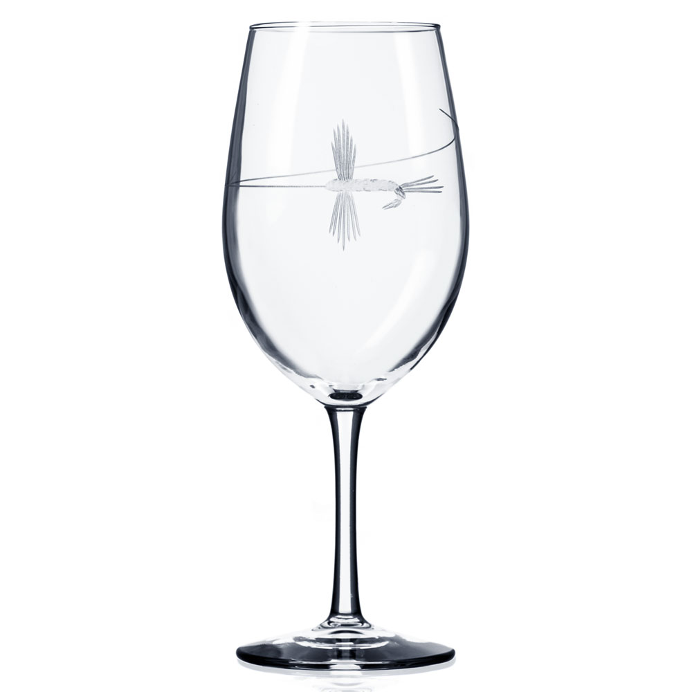 Fly Fishing Red Wine Glasses 18 oz. Set of 4 by Rolf Glass