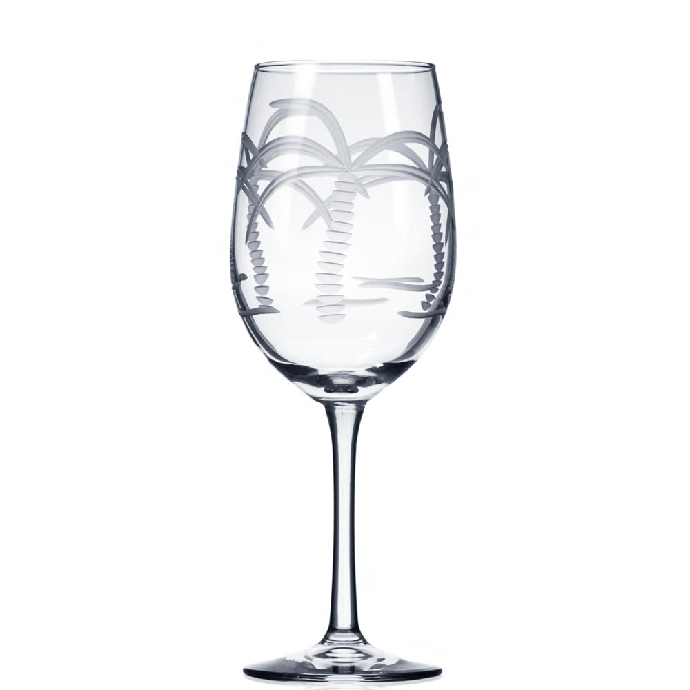 Rolf Glass Palm Tree White Wine Glasses 12 oz. (Set of 4)