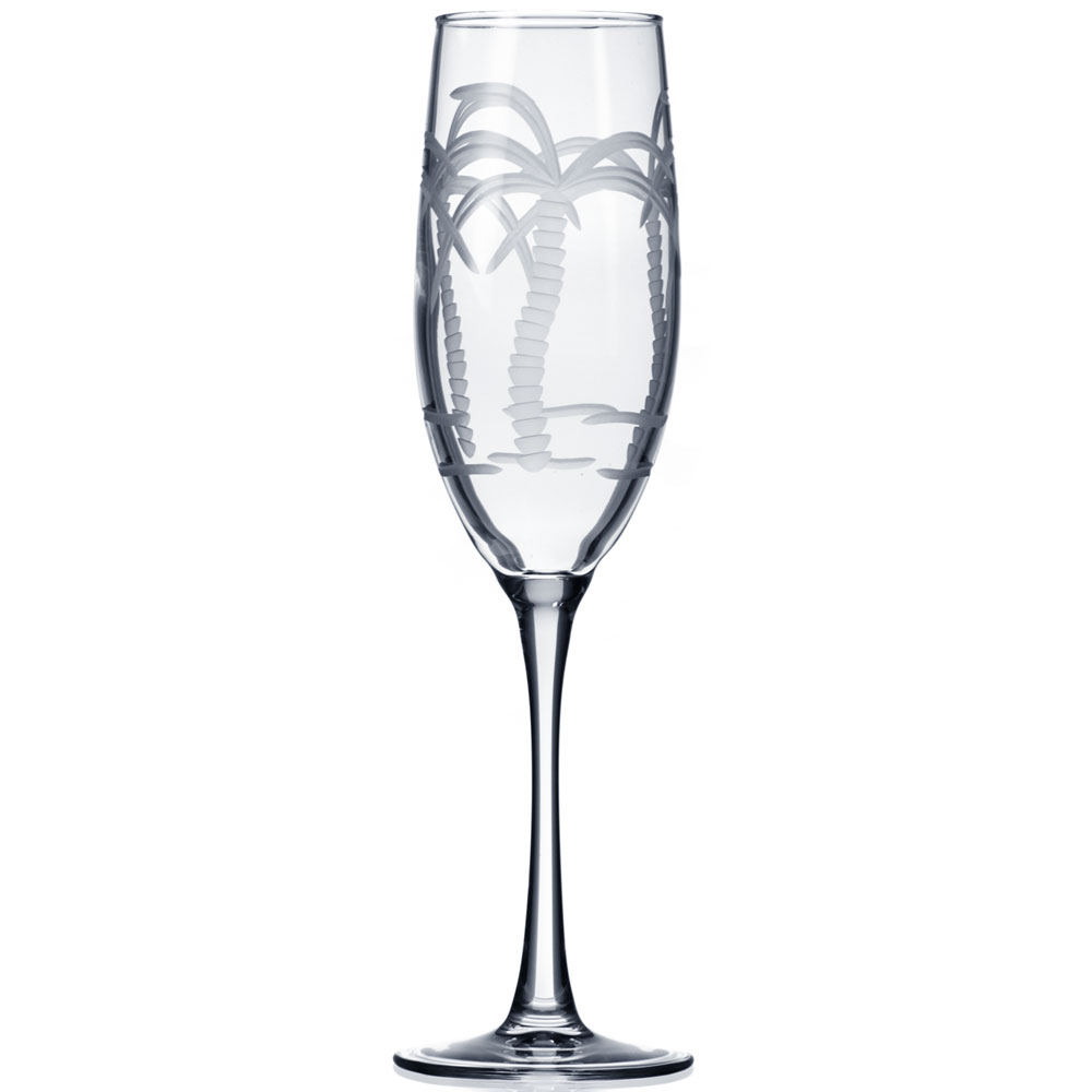 Palm Tree Champagne Flutes 8 oz. Set of 4 by Rolf Glass