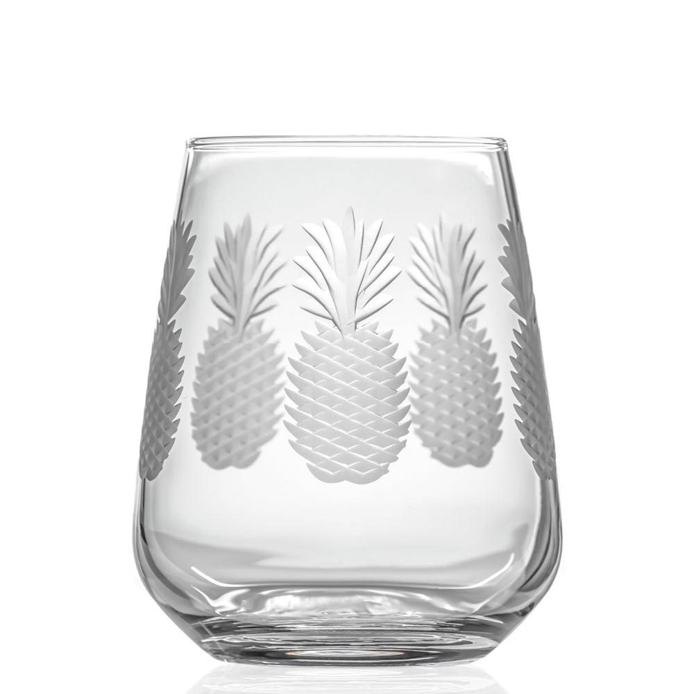 Pineapple Stemless Wine Glasses 15.75 oz. Set of 4 by Rolf Glass