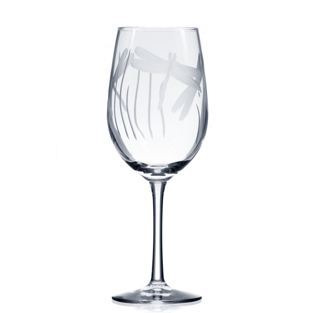 Rolf Glass Etched Dragonfly White Wine Glass 12 oz.