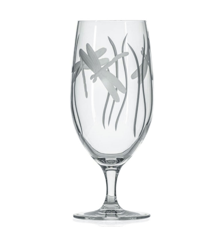 Dragonfly Footed Pilsner Beer Glasses by Rolf Glass 16 oz. Footed Water Glasses, Ice Tea Glassware - Set of 4