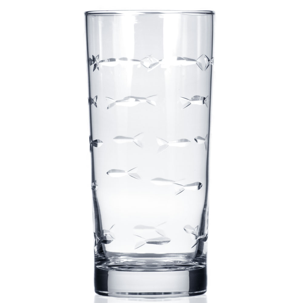 School of Fish Highball Glasses 15 oz. Set of 4 by Rolf Glass