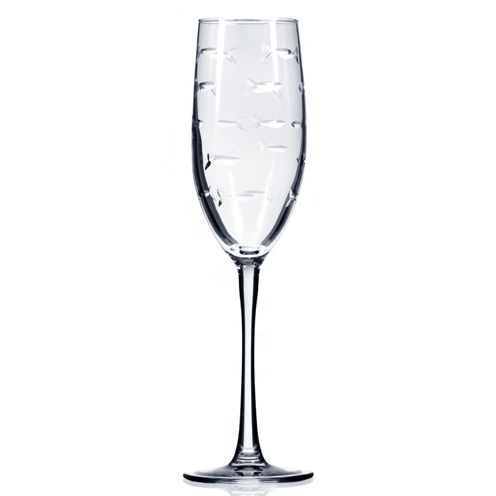 Rolf Glass School of Fish Champagne Flutes 8 oz. (Set of 4)