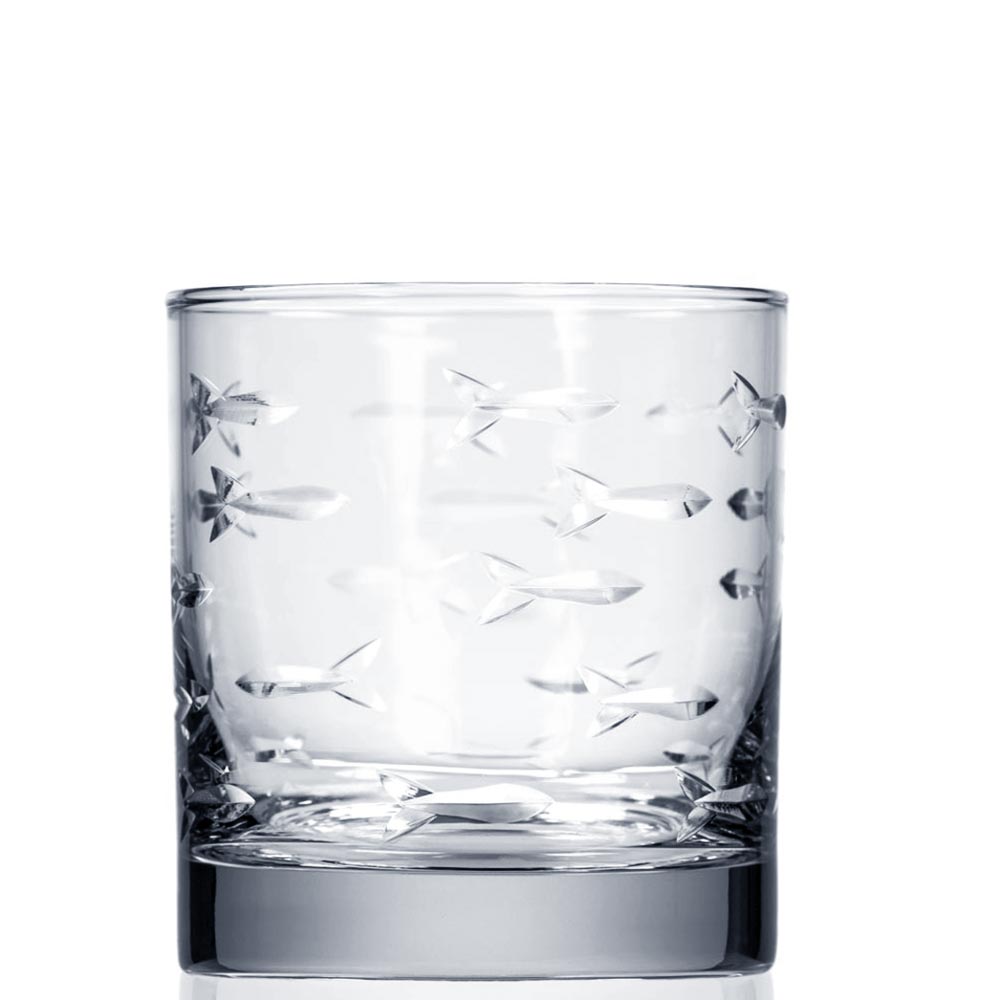 School of Fish On the Rocks Glasses 10 oz. Set of 4 by Rolf Glass