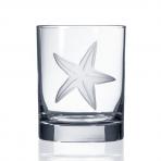 Starfish Etched Double Old Fashioned Whiskey Glasses by Rolf Glass 12 oz. Set of 4