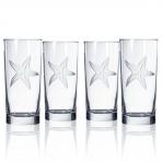 Rolf Glass Starfish Highball Drink Glasses 15 oz. Set of 4 Made in USA
