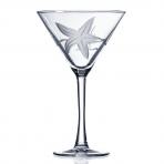 Starfish Etched Martini Glasses by Rolf Glass 10 oz. Set of 4