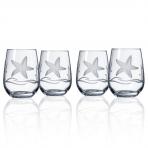 Starfish Etched Wine Glass Tumblers by Roth Glass 17 oz. Set of 4