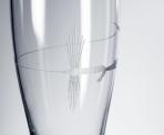 Fly Fishing Etched Pilsners Glass by Roth Glass 16 oz. Close up view.