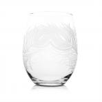 Rolf Glass Peacock Stemless Wine Glass Tumblers 17 oz. (Set of 4)