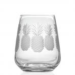 Rolf Glass Pineapple Stemless Wine Glass Tumblers 17 oz. (Set of 4)
