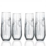 Dragonfly Stemless Champagne Flutes 8.5 oz. Set of 4 by Rolf Glass