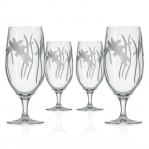 Dragonfly Footed Pilsner Beer Glasses by Rolf Glass 16 oz. Footed Water Glasses, Ice Tea Glassware - Set of 4
