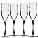 School of Fish Champagne Flutes 8 oz. Set of 4 by Rolf Glass