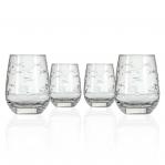 School of Fish Stemless Wine Glass Tumbler 15 oz. Set of 4 by Rolf Glass
