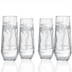 Rolf Glass Stemless Palm Tree Champagne Flutes 8.5 oz. (Set of 4)