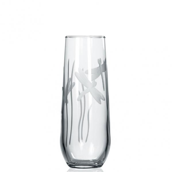Dragonfly Stemless Champagne Flutes 8.5 oz. Set of 4 by Rolf Glass