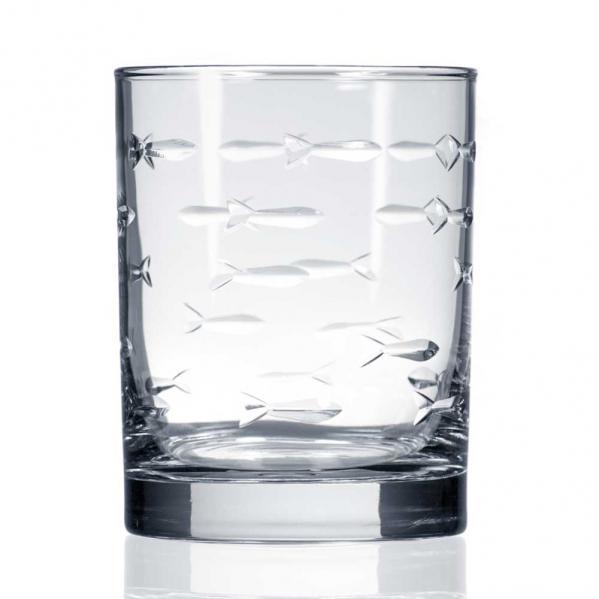 Rolf Glass School of Fish Double Old Fashioned Whiskey Glasses 12 oz.