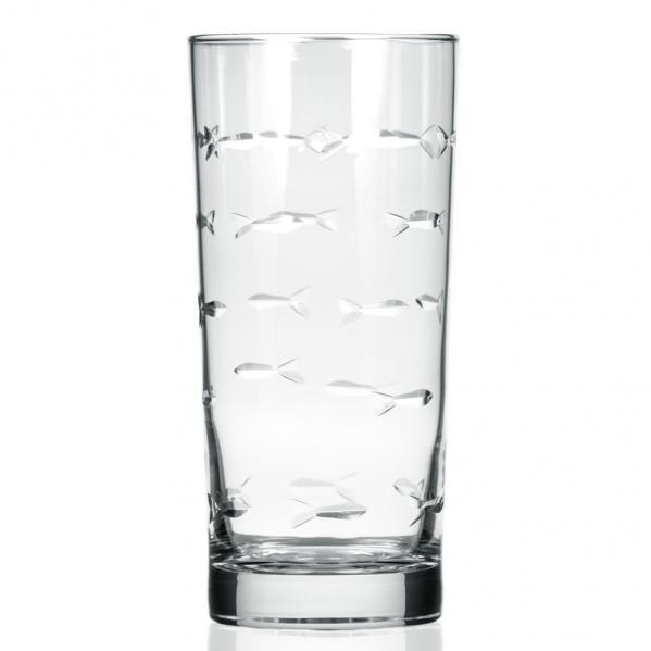 School of Fish Highball Glasses 15 oz. Set of 4 by Rolf Glass