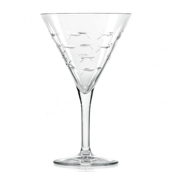School of Fish Martini Glasses 7.5 oz. Set of 4 by Rolf Glass