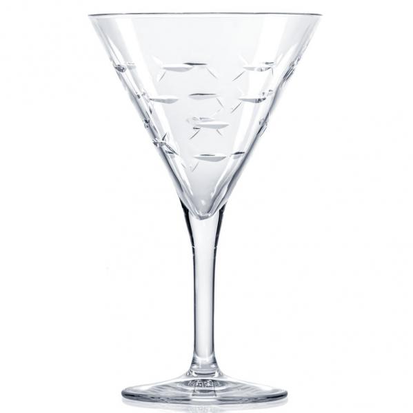 School of Fish Martini Glasses 8 oz. Set of 4 by Rolf Glass