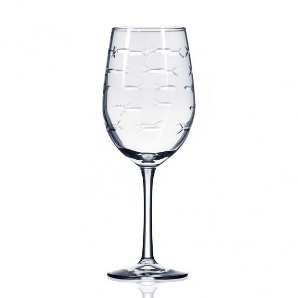 School of Fish White Wine Glasses 12 oz. Set of 4 by Rolf Glass