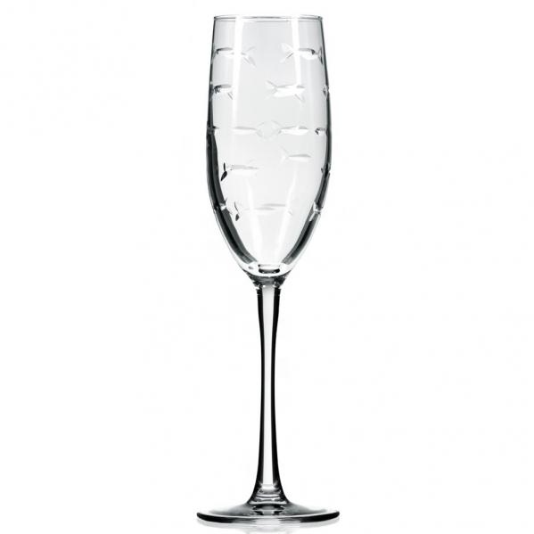 School of Fish Champagne Flutes 8 oz. Set of 4 by Rolf Glass