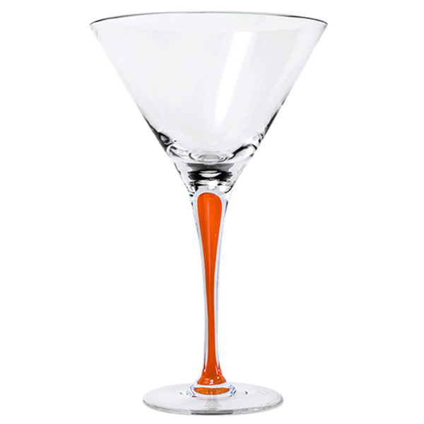 Orange Stem Crystal Martini Glasses 12 oz.