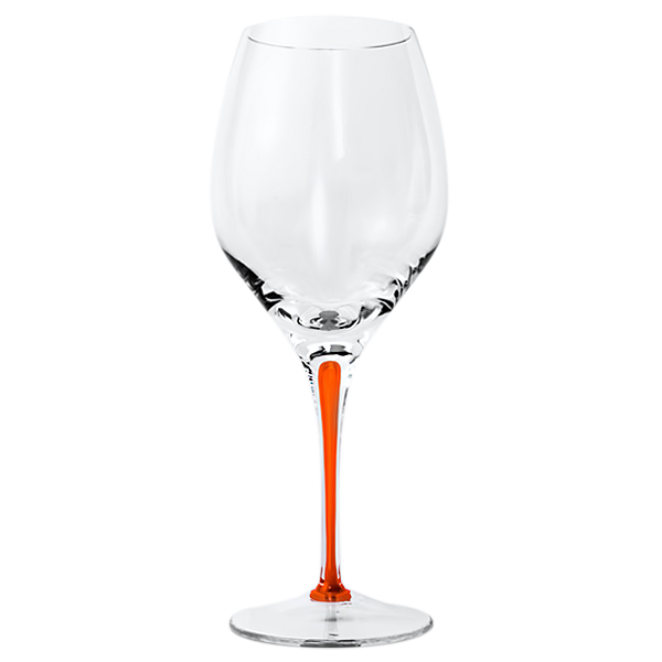 Orange Stem Crystal White Wine Glasses 15 oz (Set of 2)