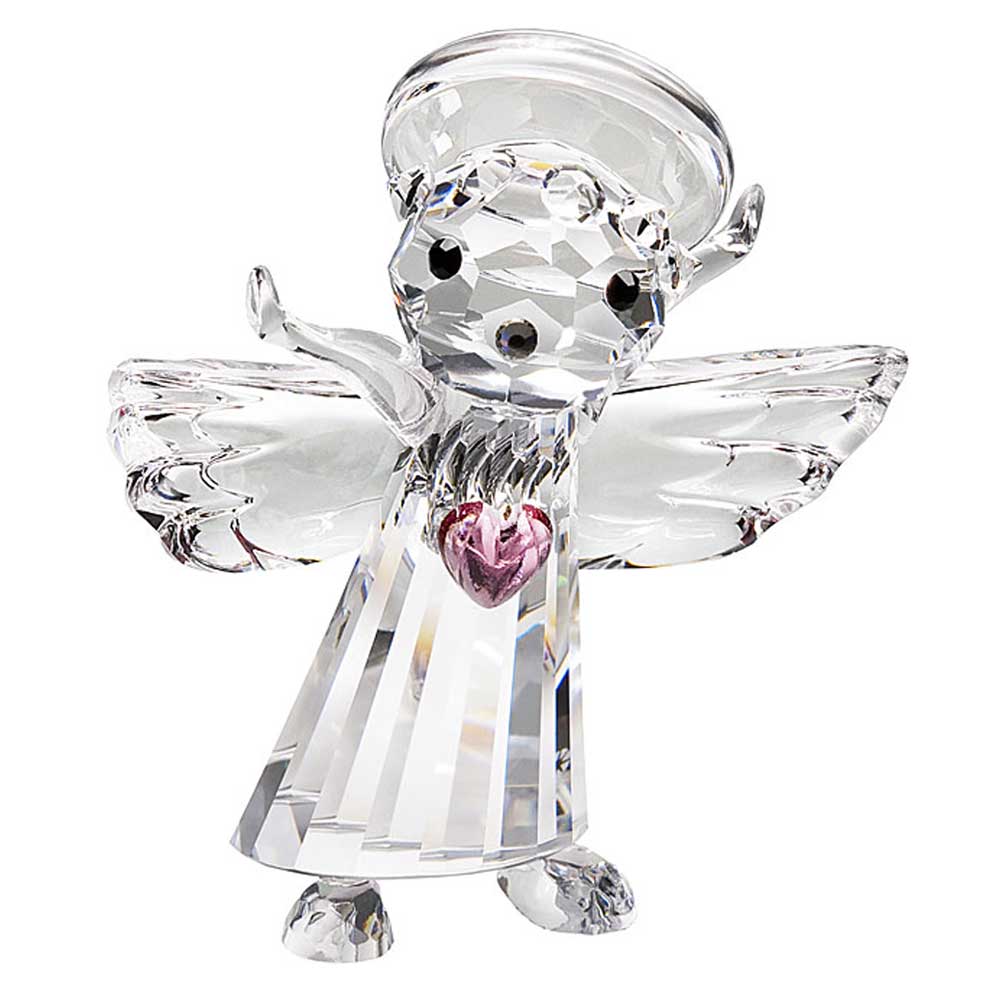 Preciosa Crystal Angel with Pink Heart Figurine