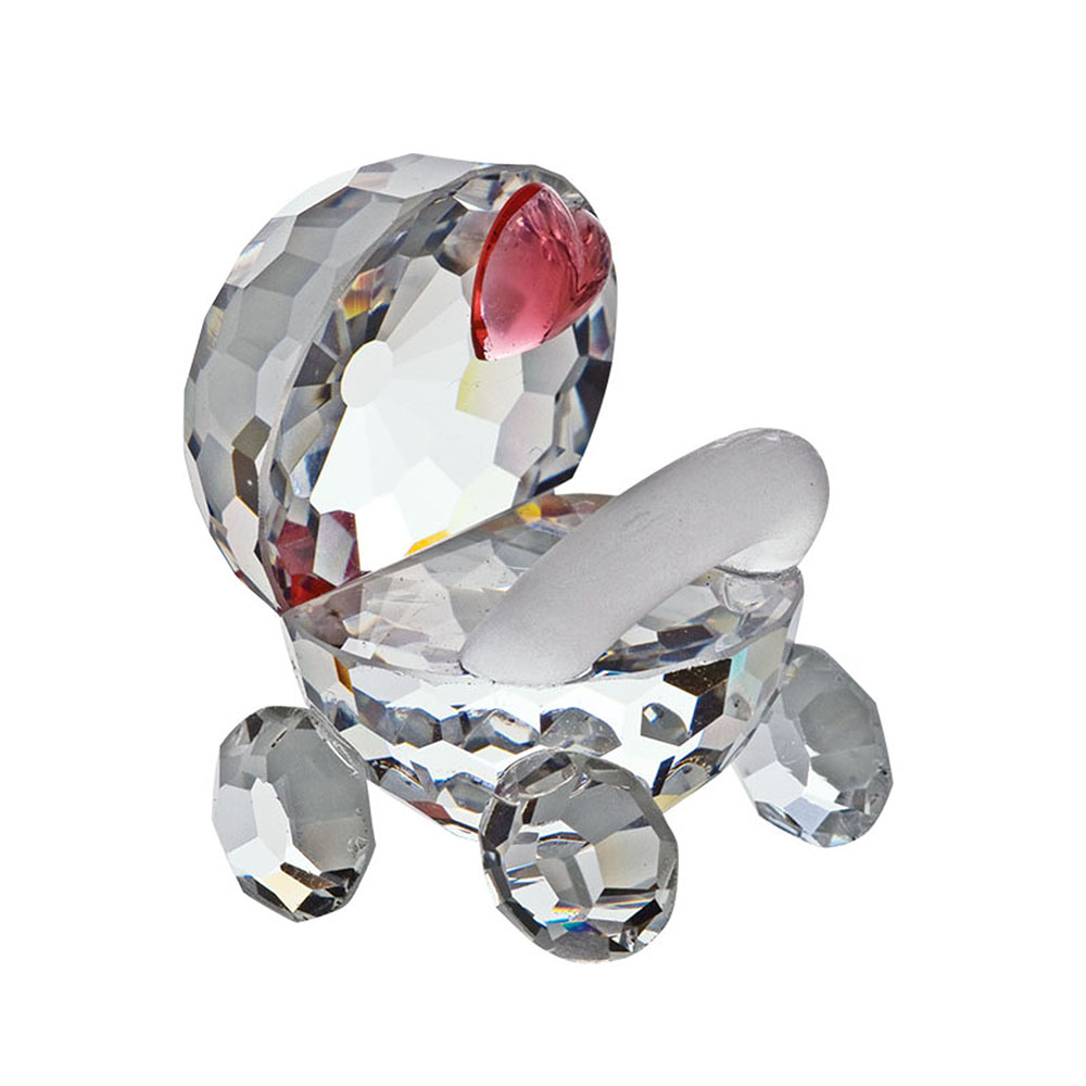 Preciosa Crystal Stroller with Pink Heart Figurine