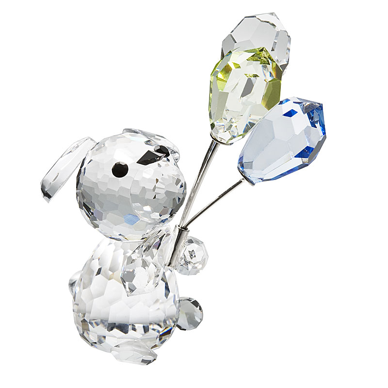 Crystal Dod Figurine with Colorful Balloons 2,4 inches by Preciosa. Finest Czech Crystal.