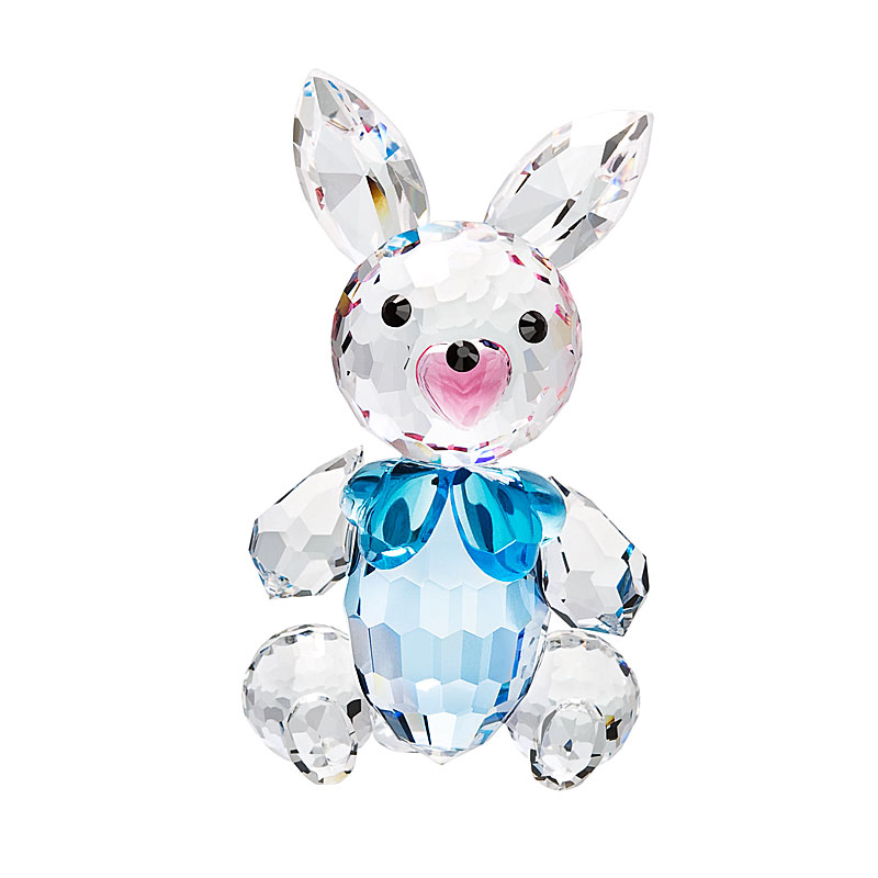 Preciosa Crystal Bunny Figurine with Blue Bow