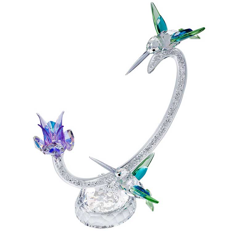 Preciosa Crystal Hummingbird Figurine with Flower