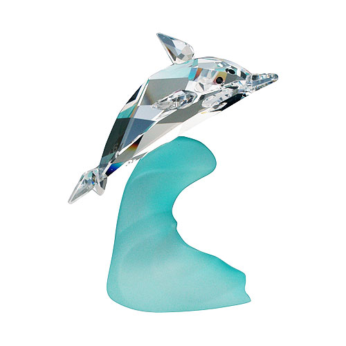 Preciosa Crystal Dolphin Figurine on Ocean Wave