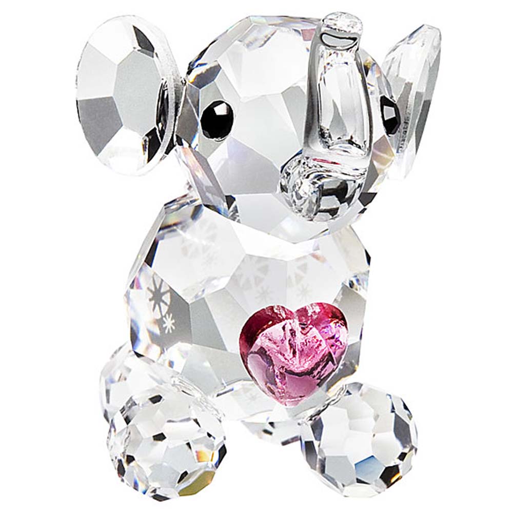 Preciosa Miniature Crystal Elephant Calf with Pink Heart